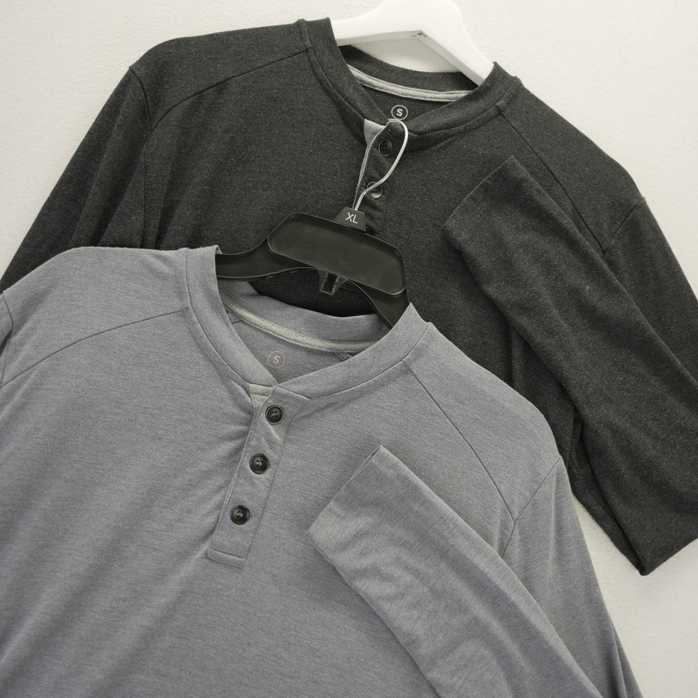 Free Fly Mens Performance Bamboo Long Sleeve Henley Shirts Lot of 2 Small Gray